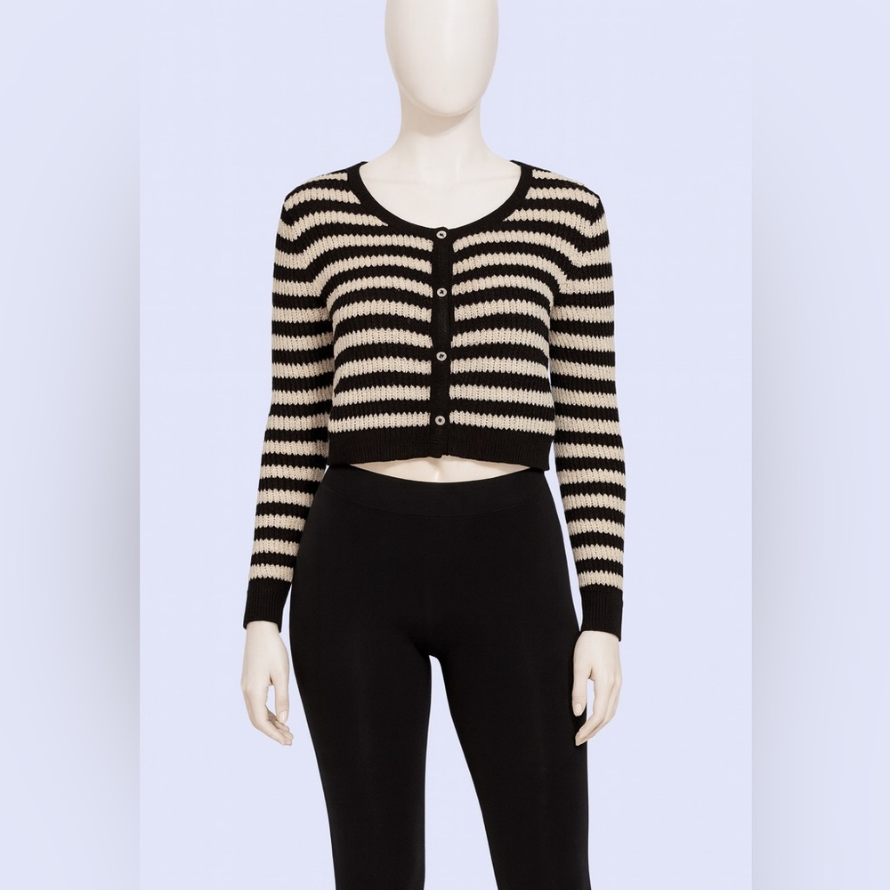 Striped Black and Cream Women's Sweater